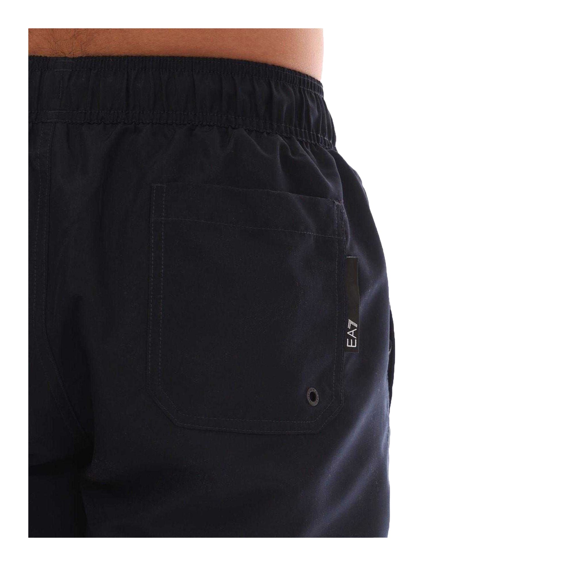 Navy - Side - Emporio Armani EA7 Mens Polyester Swim Shorts