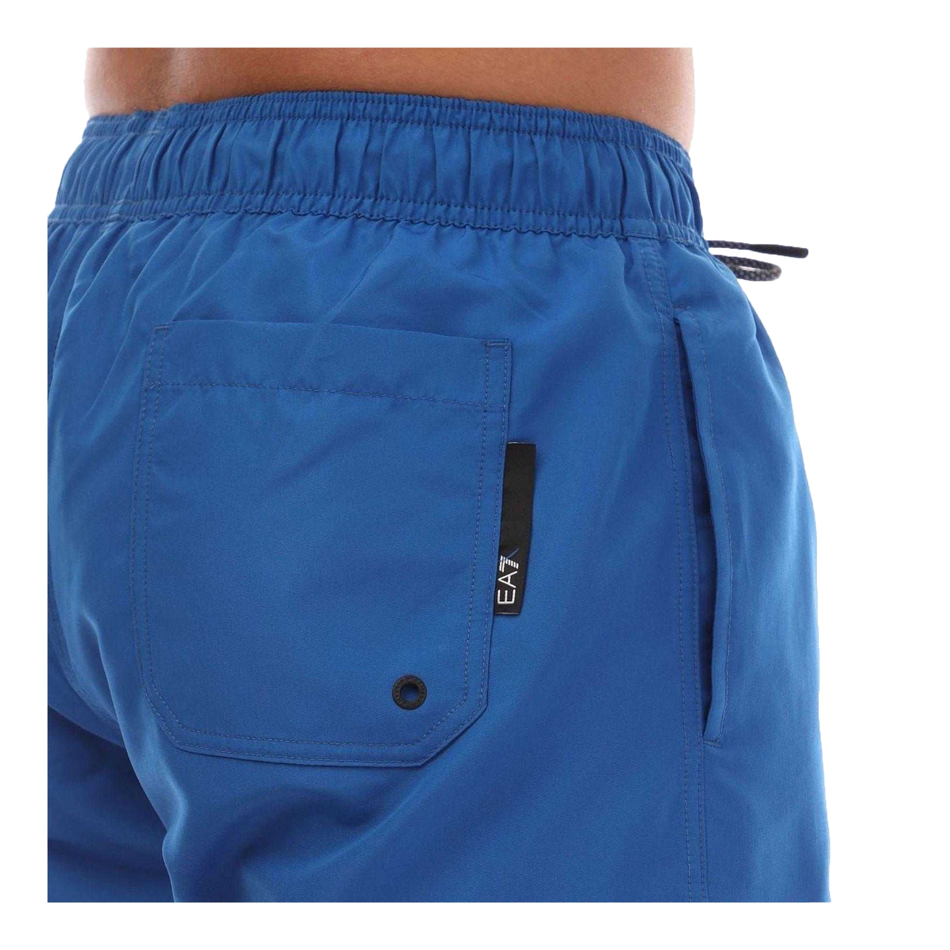 Blue - Side - Emporio Armani EA7 Mens Polyester Swim Shorts