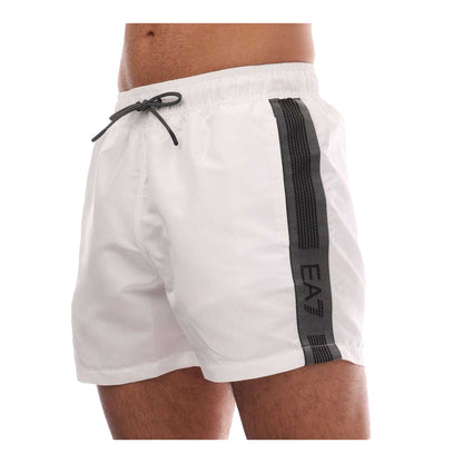 White - Front - Emporio Armani EA7 Mens Polyester Swim Shorts