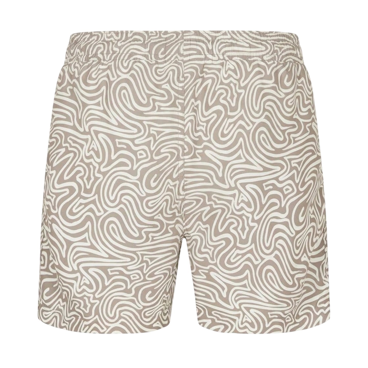 Taupe - Back - Threadbare Mens Abstract Swim Shorts