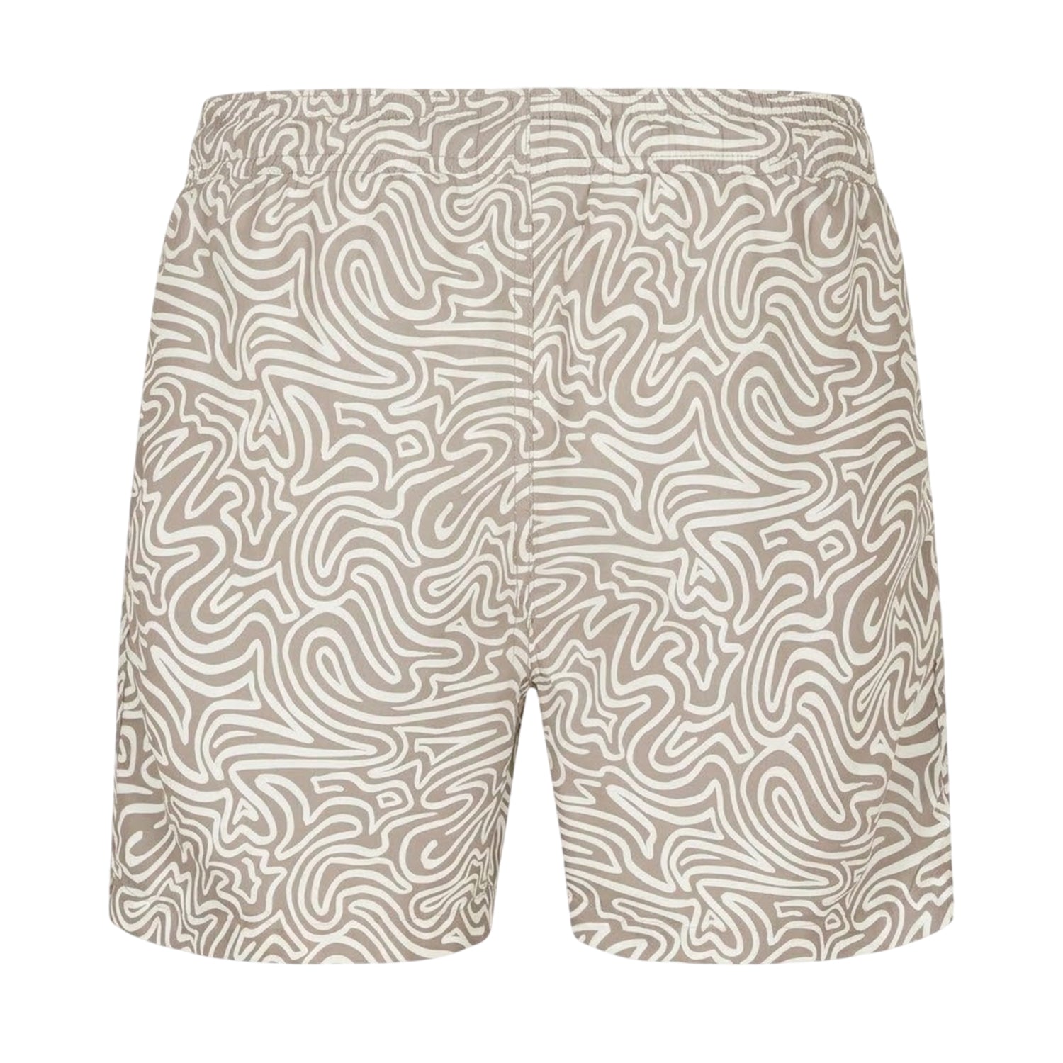 Taupe - Back - Threadbare Mens Abstract Swim Shorts