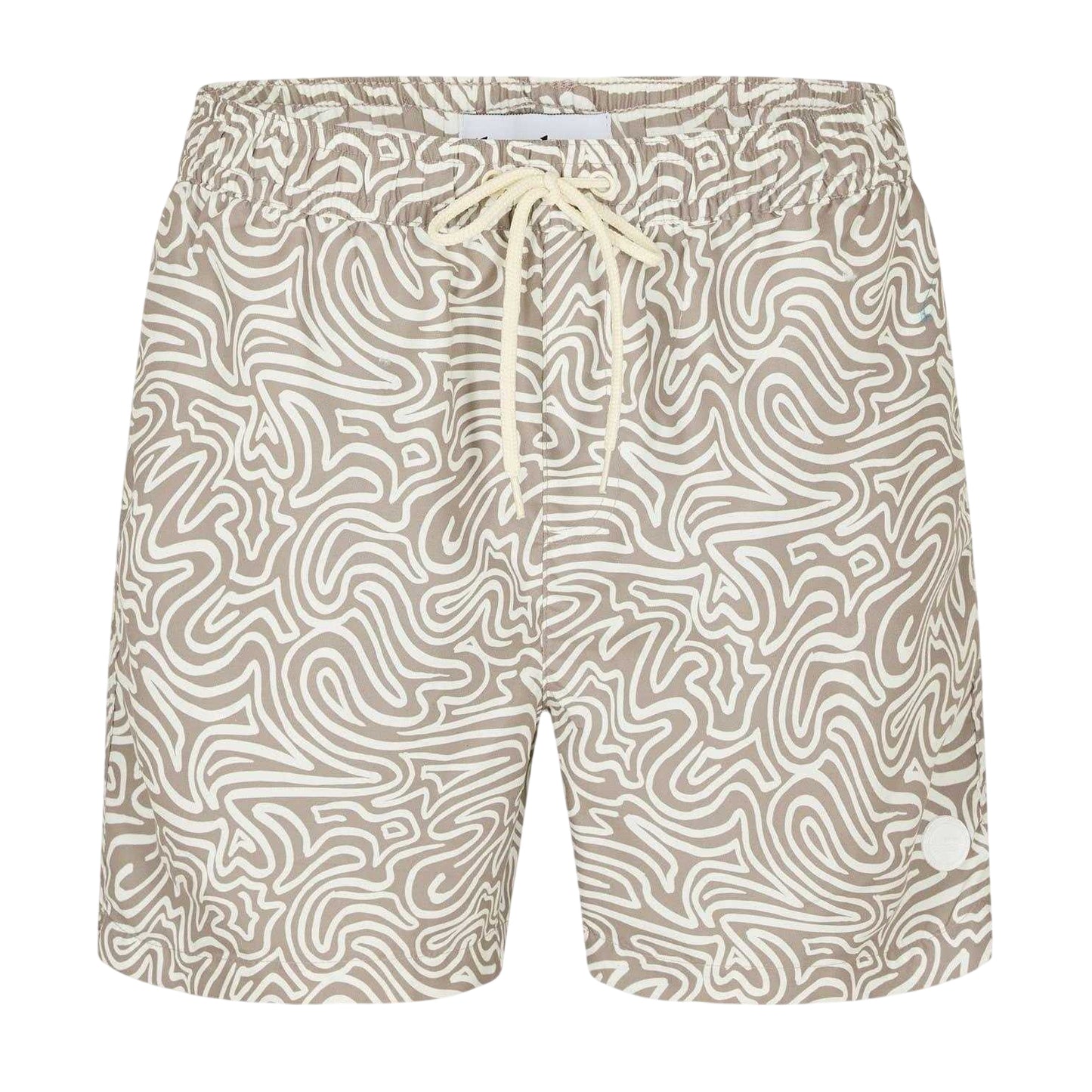Taupe - Front - Threadbare Mens Abstract Swim Shorts