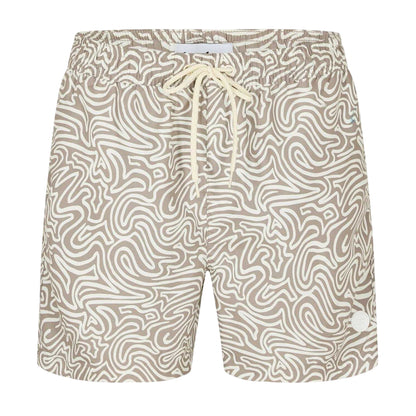 Taupe - Front - Threadbare Mens Abstract Swim Shorts
