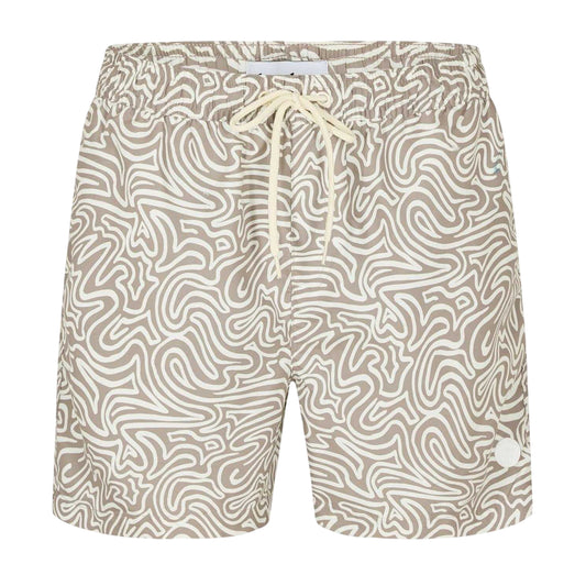 Taupe - Front - Threadbare Mens Abstract Swim Shorts