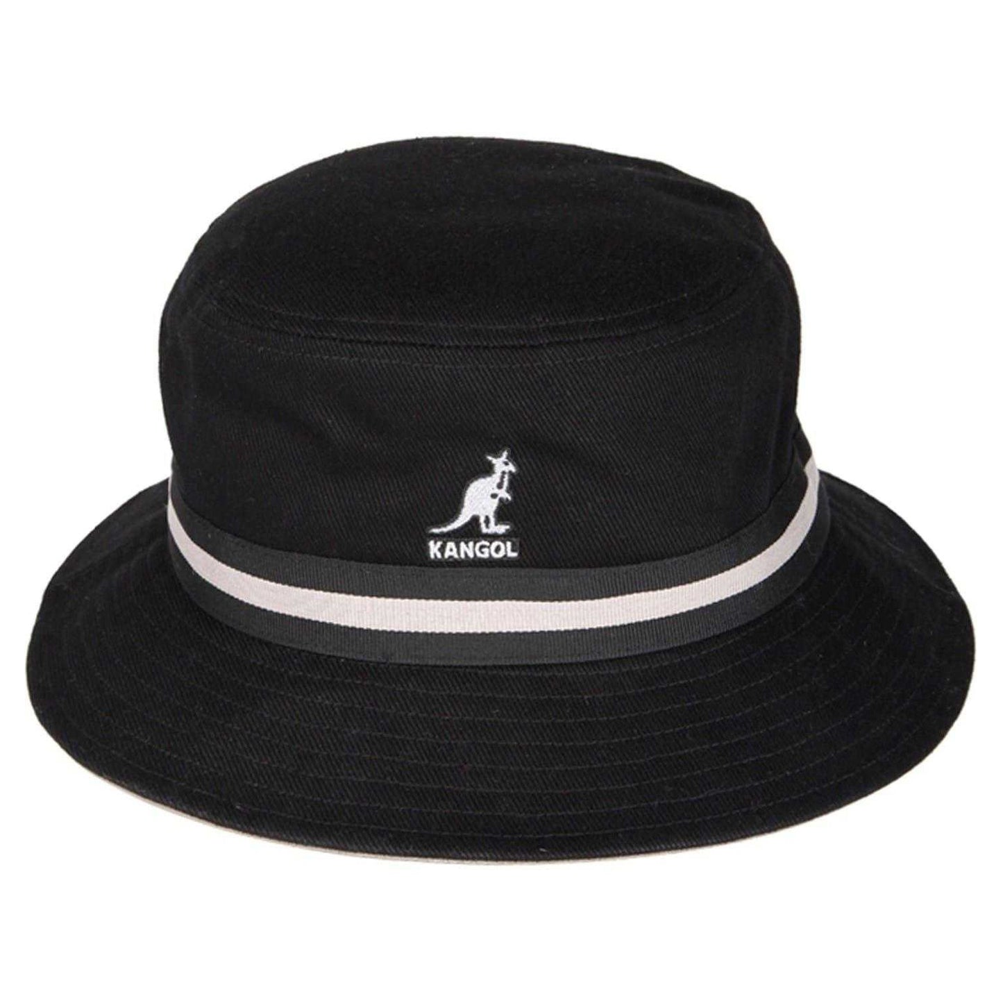 Black - Front - Kangol Unisex Adult Striped Cotton Bucket Hat