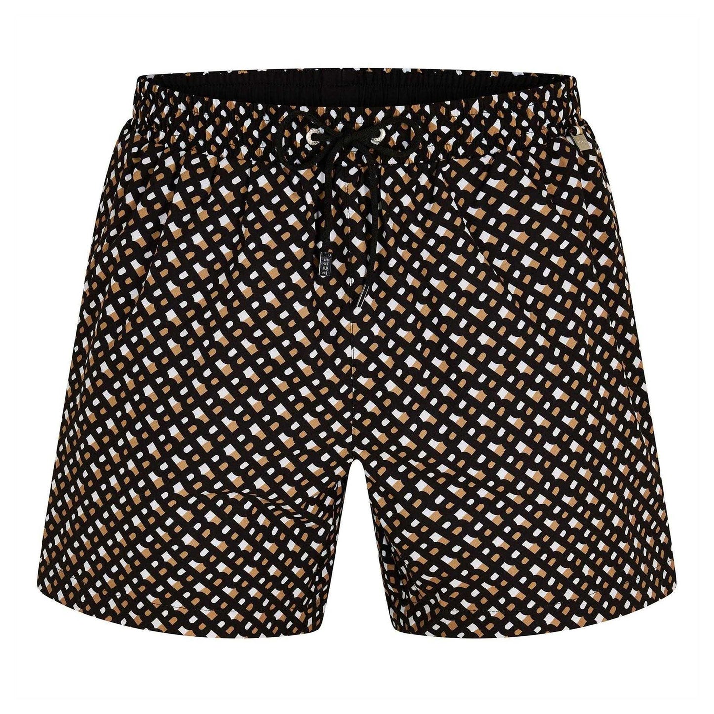 Black - Front - Boss Mens Monogram Swim Shorts