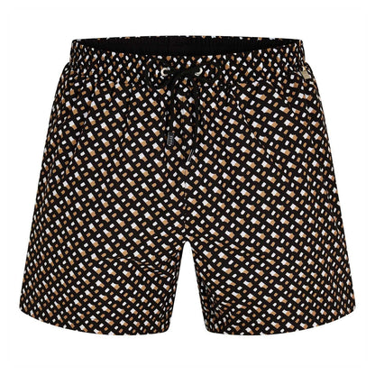 Black - Front - Boss Mens Monogram Swim Shorts