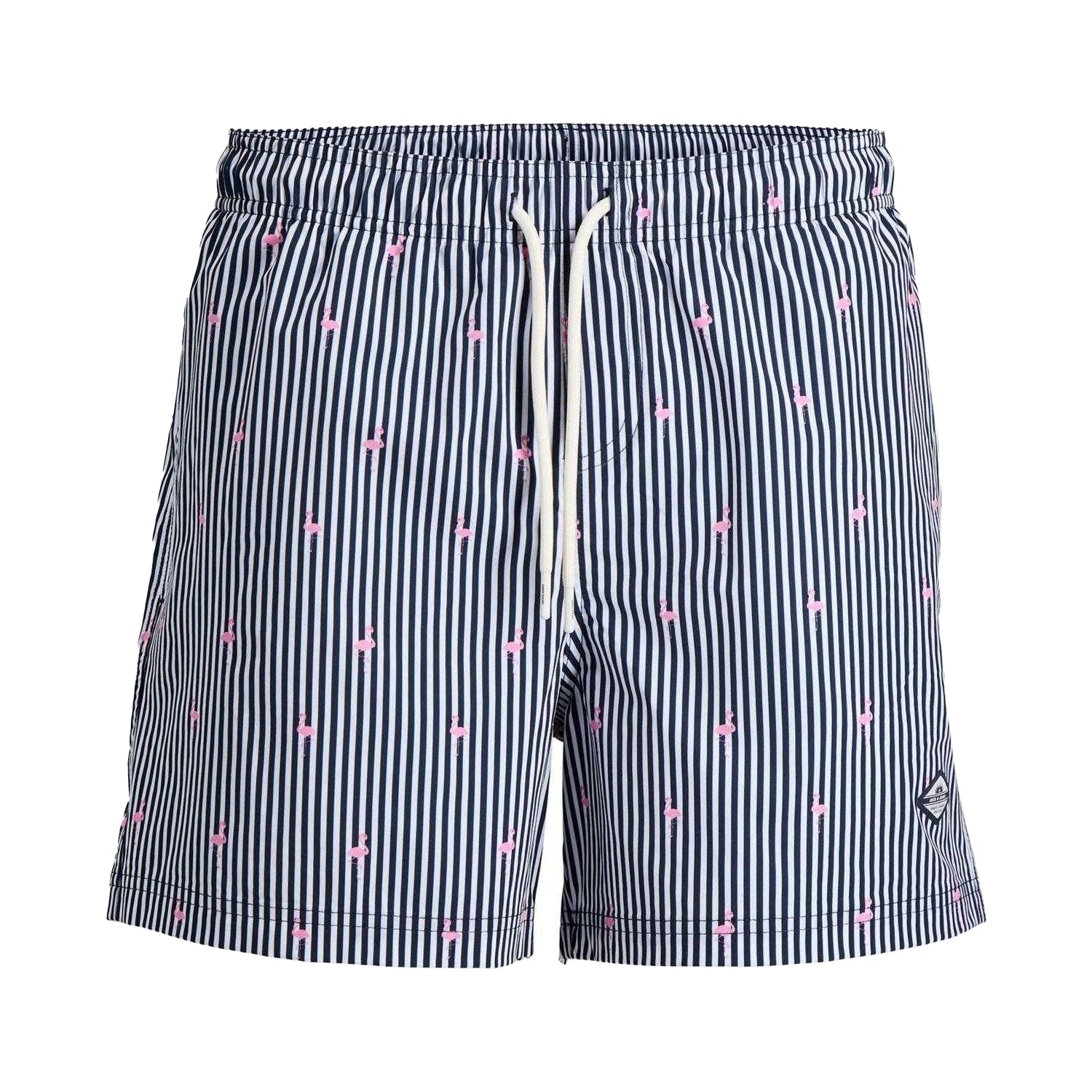 Navy Blazer - Front - Jack And Jones Mens Striped Swim Shorts