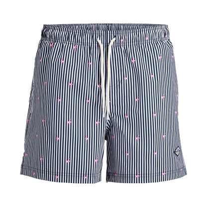 Navy Blazer - Front - Jack And Jones Mens Striped Swim Shorts