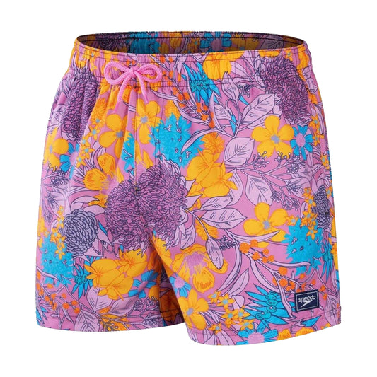 Purple-Yellow - Front - Speedo Mens Floral Pattern Swim Shorts