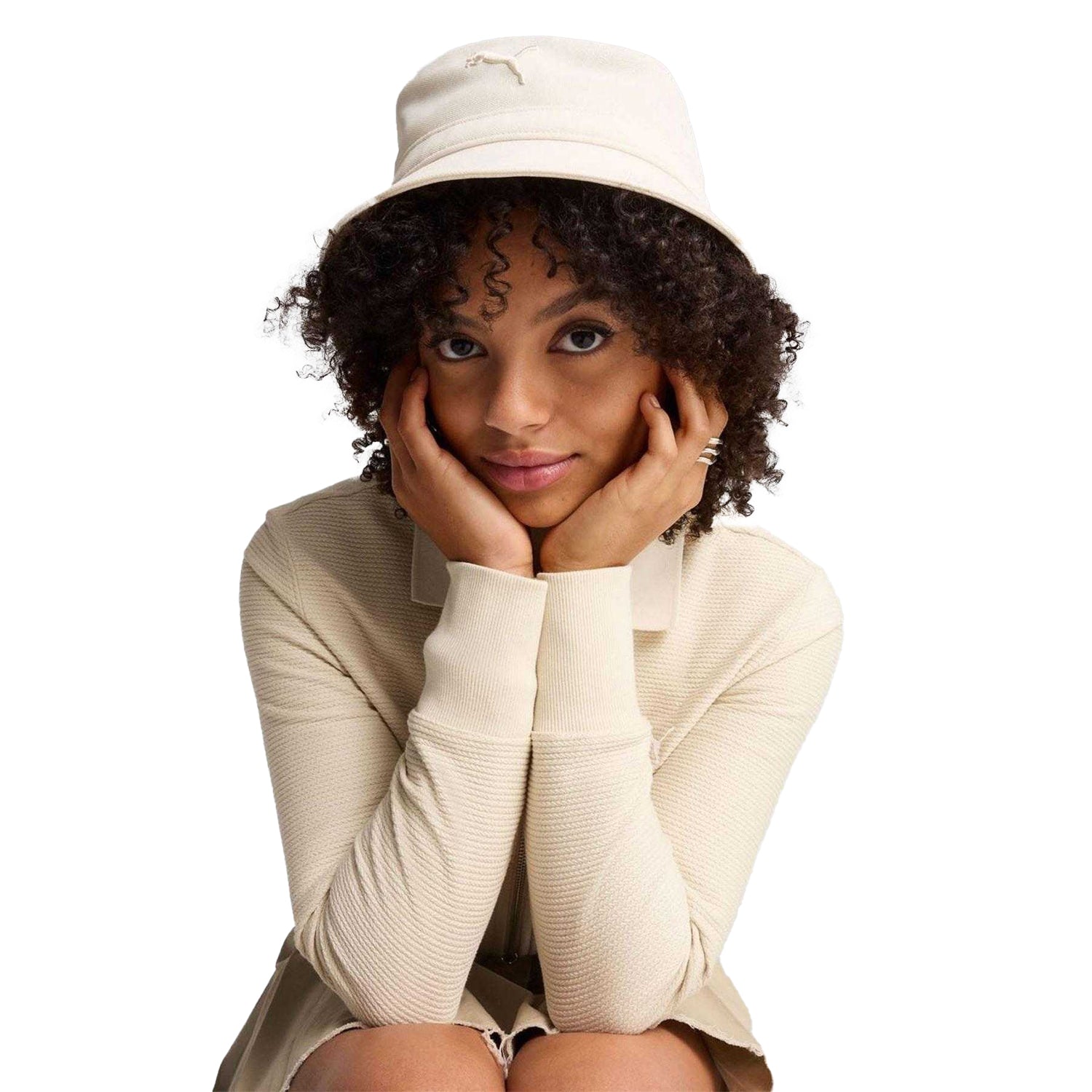 White - Side - Puma Essential Logo Bucket Hat