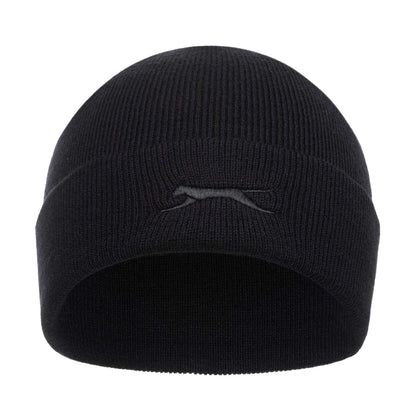Black - Front - Slazenger Childrens-Kids Embroidered Logo Acrylic Winter Beanie