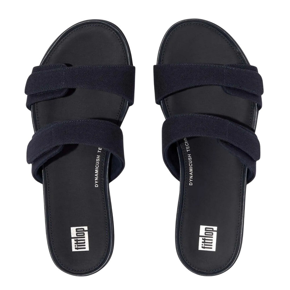 Navy - Side - FitFlop Womens-Ladies Gracie Canvas Adjustable Sandals