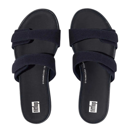 Navy - Side - FitFlop Womens-Ladies Gracie Canvas Adjustable Sandals
