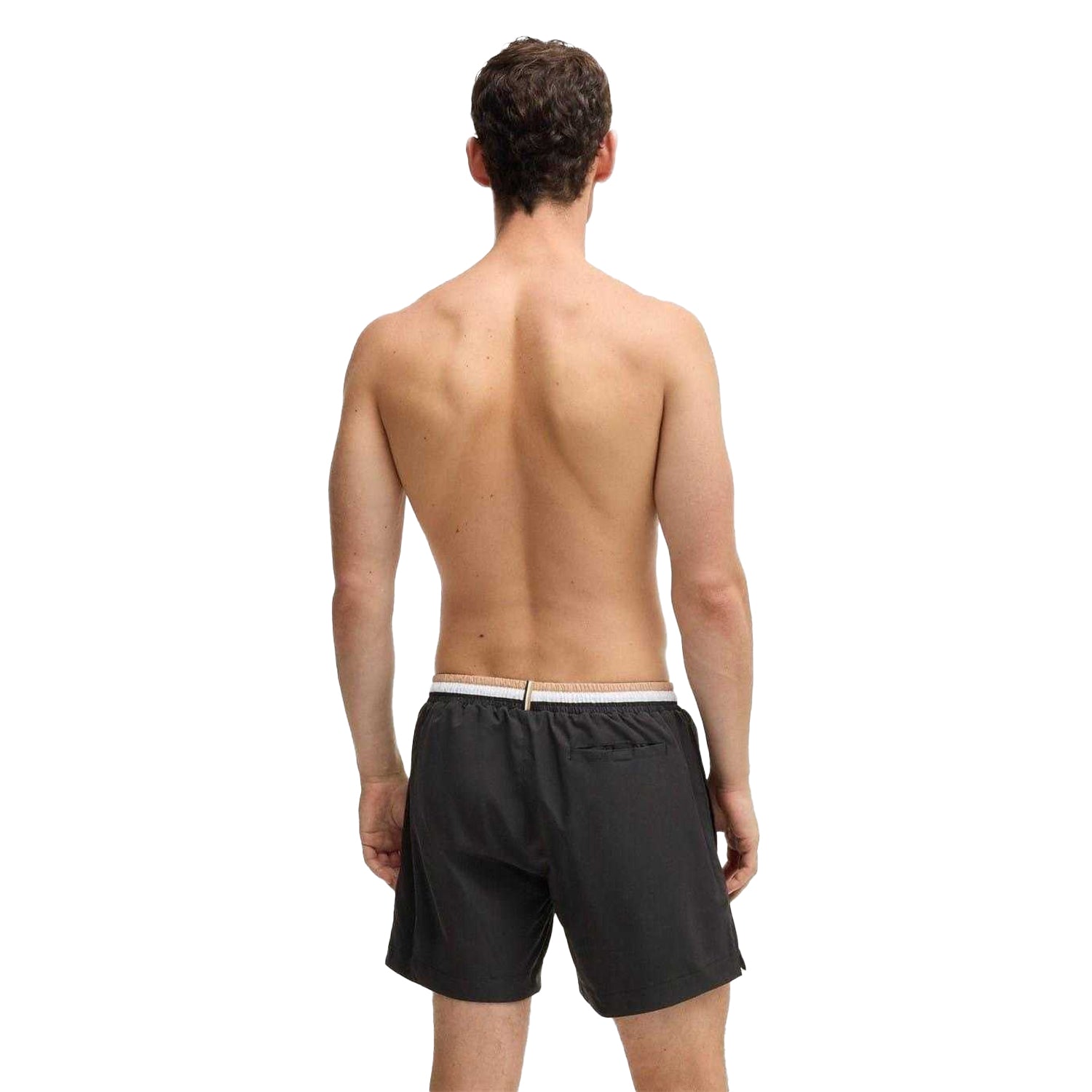 Black - Back - Boss Mens Logo Swimming Swim Shorts