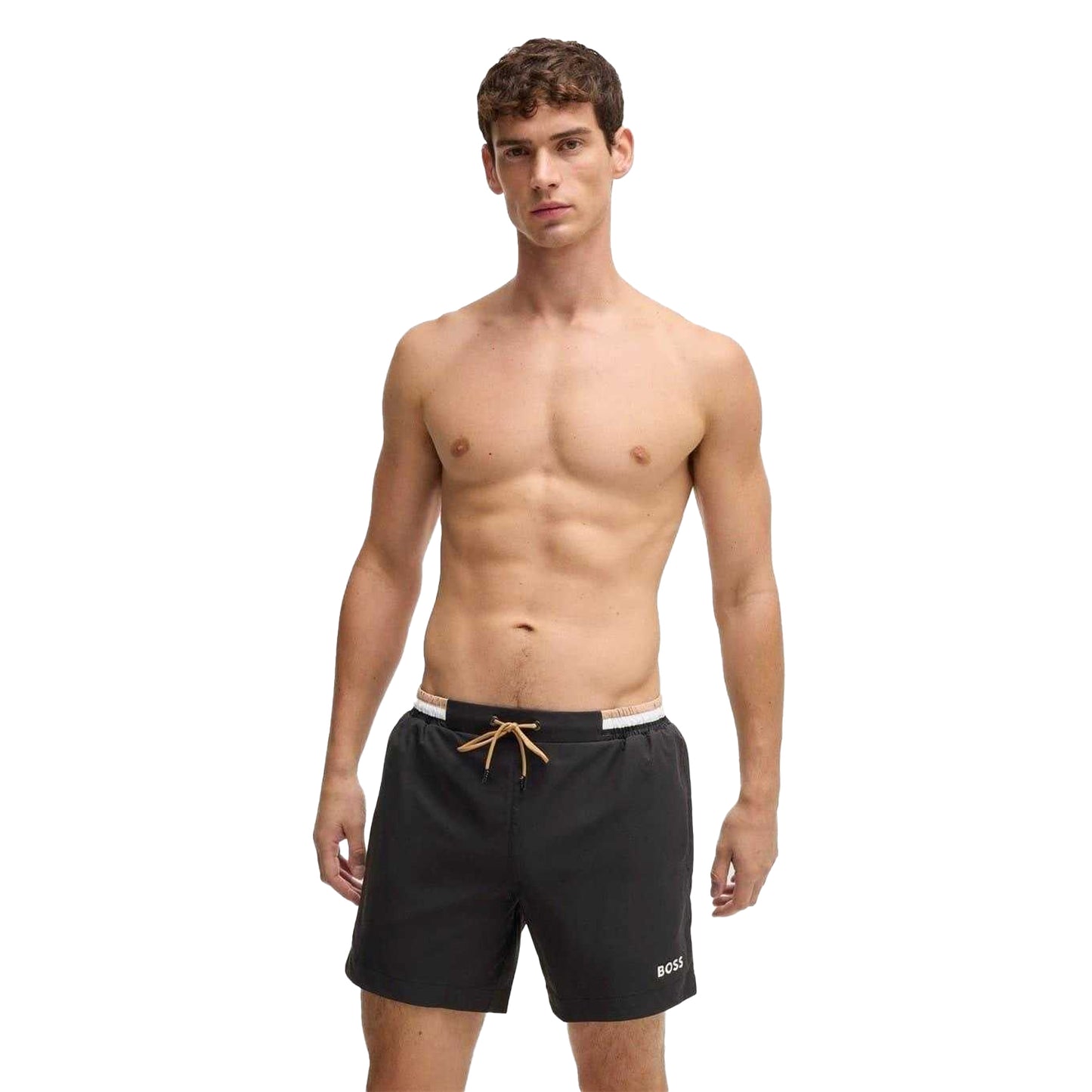Black - Side - Boss Mens Logo Swimming Swim Shorts
