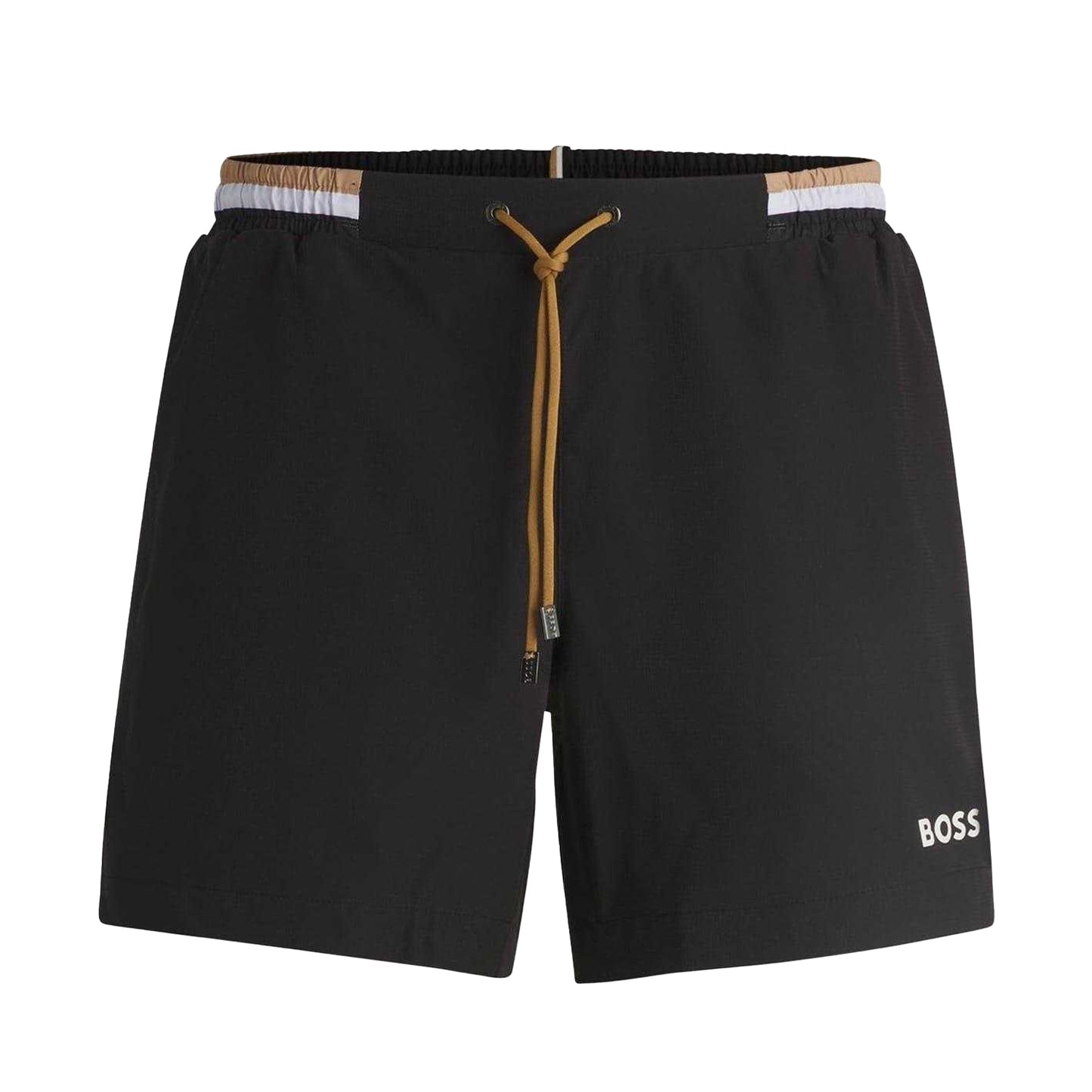 Black - Front - Boss Mens Logo Swimming Swim Shorts