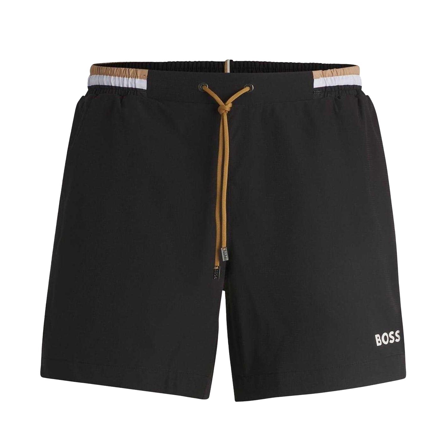 Black - Front - Boss Mens Logo Swimming Swim Shorts