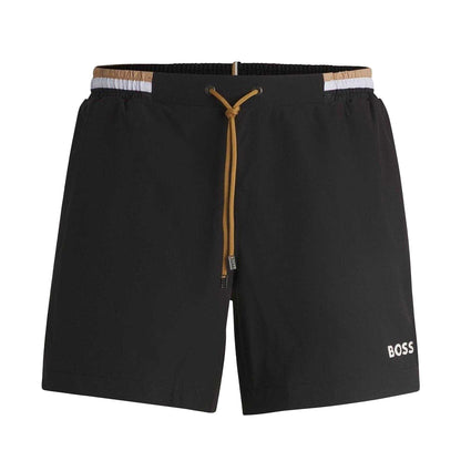 Black - Front - Boss Mens Logo Swimming Swim Shorts