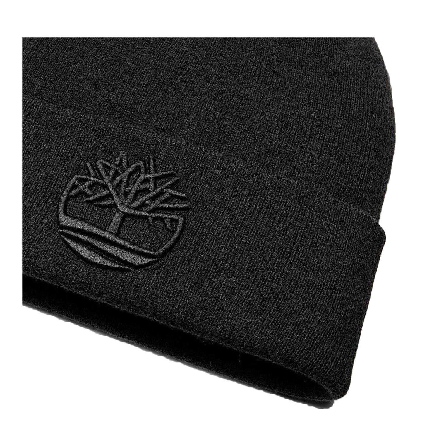 Black - Side - Timberland Unisex Adult Logo Ribbed Beanie