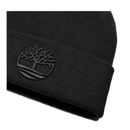 Black - Side - Timberland Unisex Adult Logo Ribbed Beanie