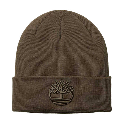Chocolate Brown - Front - Timberland Unisex Adult Logo Ribbed Beanie