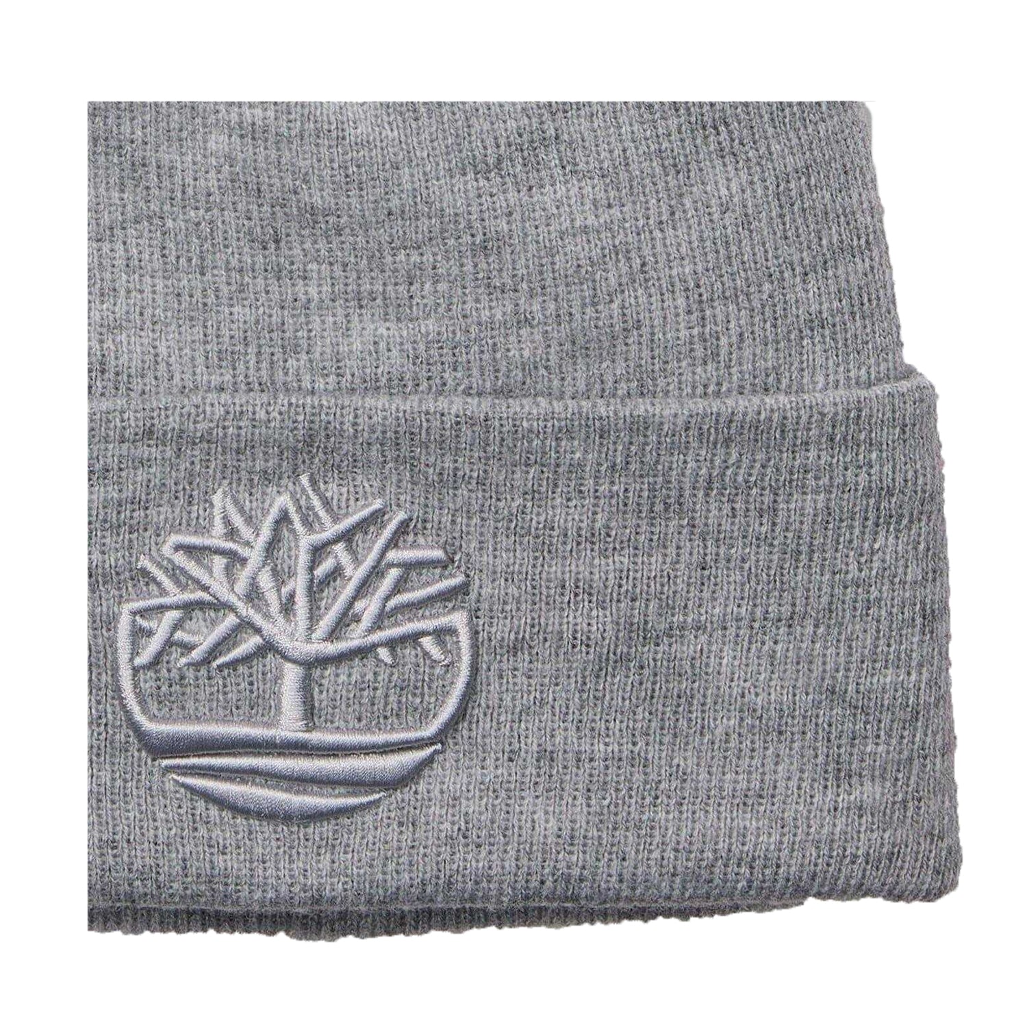 Medium Grey - Back - Timberland Unisex Adult Logo Ribbed Beanie