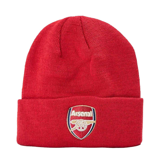 Claret Red-White - Front - Arsenal Unisex Adult Crest Knitted Beanie