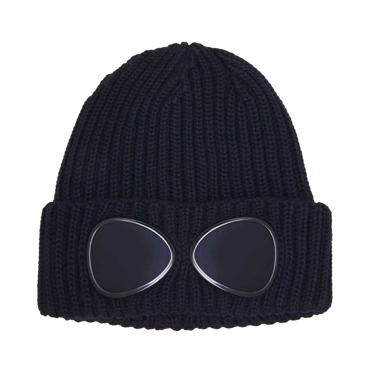 Navy - Front - C.P. Company Boys Goggles Ribbed Winter Beanie