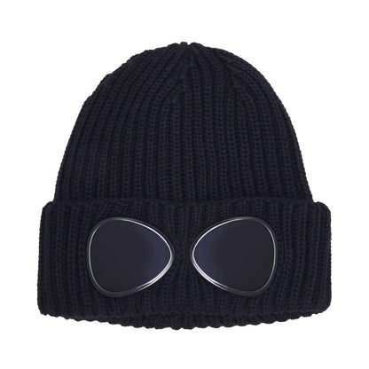 Navy - Front - C.P. Company Boys Goggles Ribbed Winter Beanie
