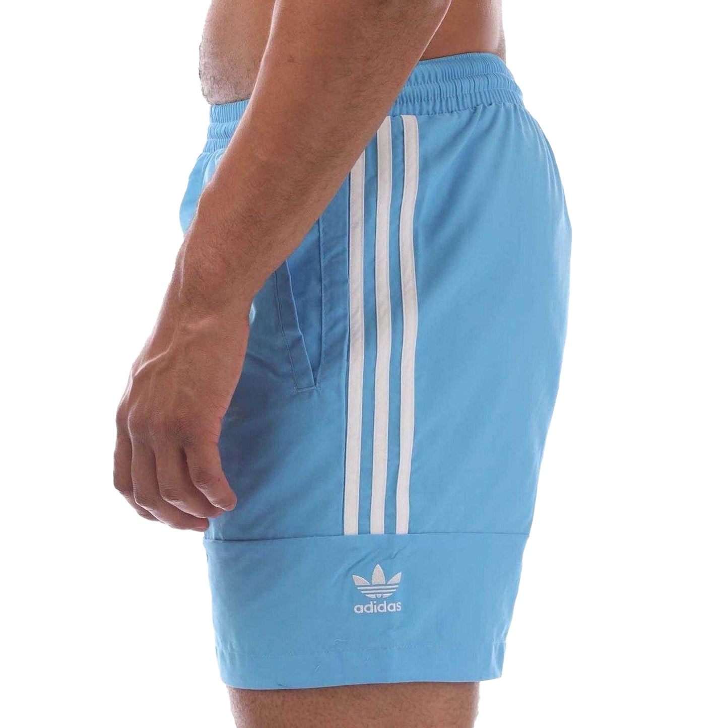 Blue - Side - Adidas Mens Originals 3 Stripes Regular Swim Shorts