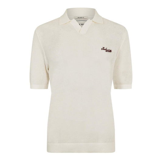 Beige - Front - Jack Wills Mens Knitted Relaxed Fit Short-Sleeved Polo Shirt