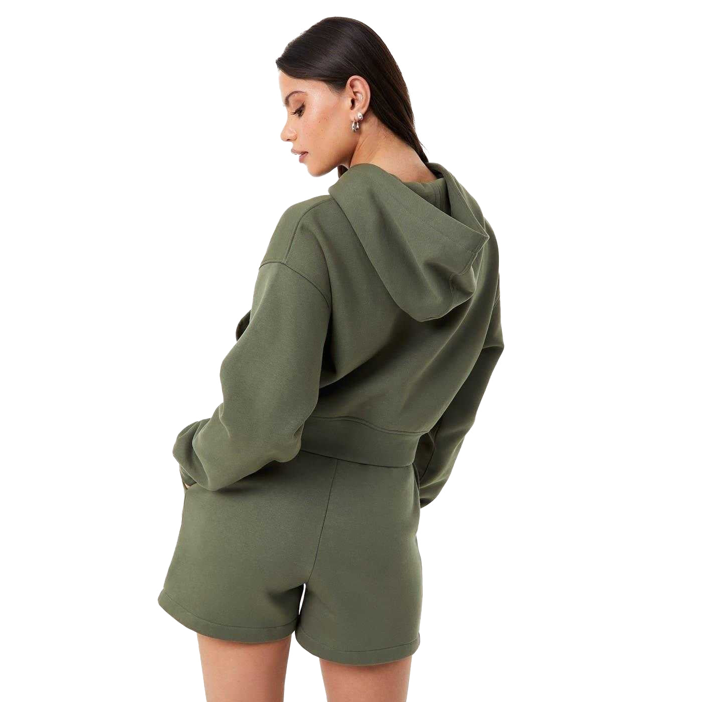 Khaki Green - Back - Jack Wills Womens-Ladies Fleece Shorts