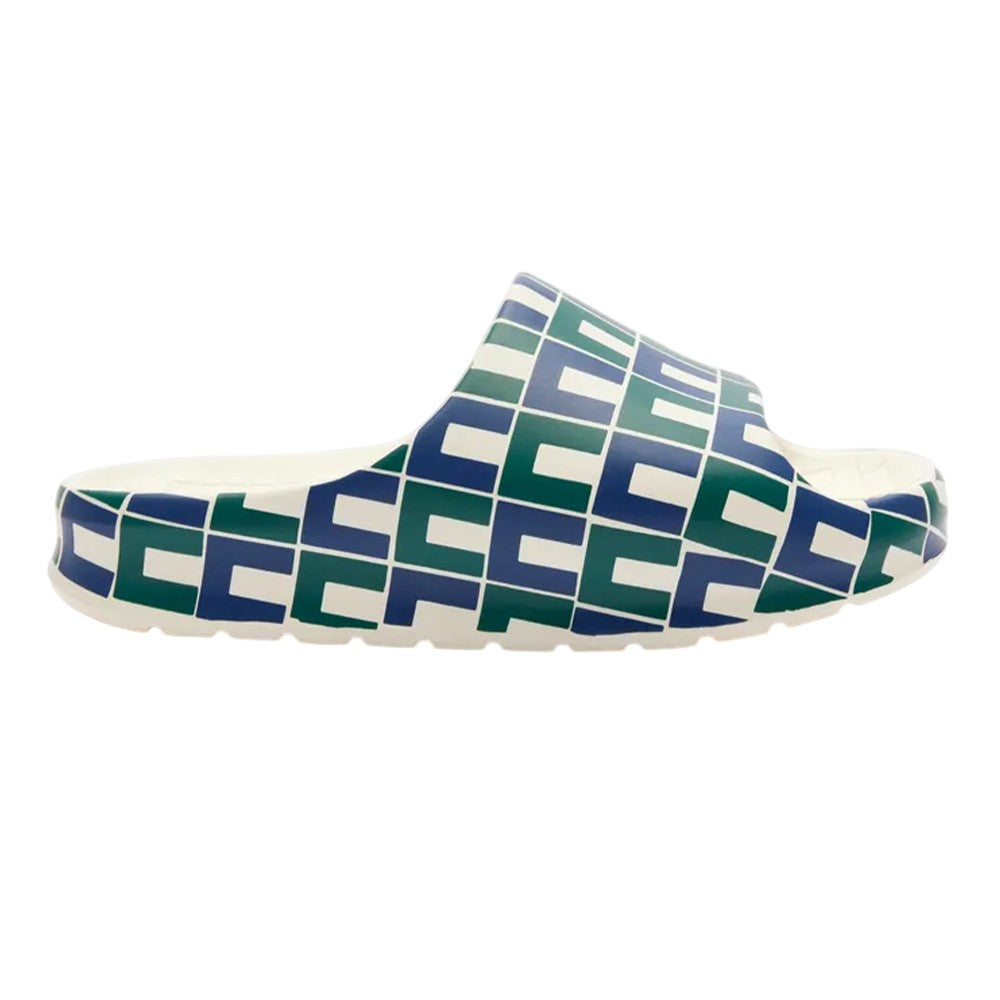 Navy-White-Green - Side - Lacoste Womens-Ladies Serve 2.0 Sliders