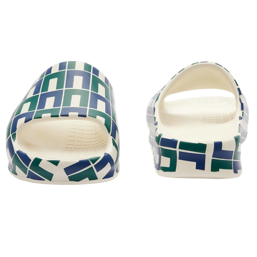Navy-White-Green - Close up - Lacoste Womens-Ladies Serve 2.0 Sliders