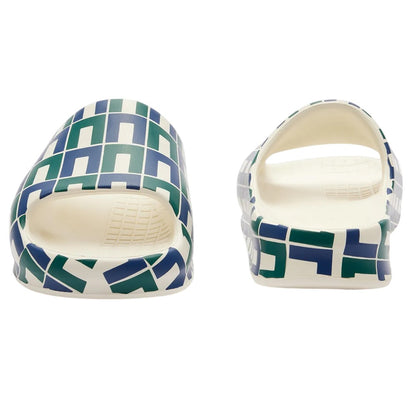 Navy-White-Green - Close up - Lacoste Womens-Ladies Serve 2.0 Sliders