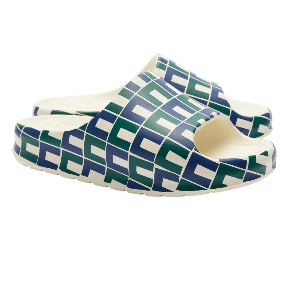 Navy-White-Green - Front - Lacoste Womens-Ladies Serve 2.0 Sliders