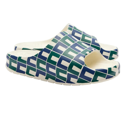 Navy-White-Green - Front - Lacoste Womens-Ladies Serve 2.0 Sliders