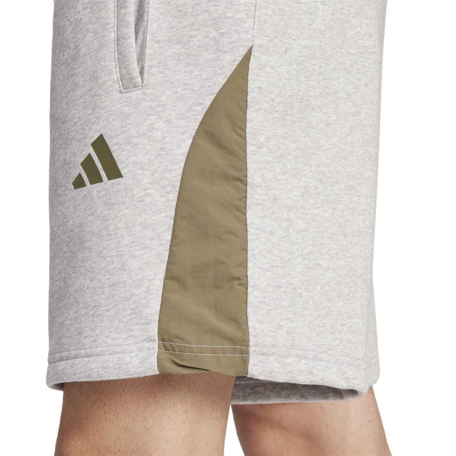 Grey Heather - Side - Adidas Mens Colour Block Casual Shorts