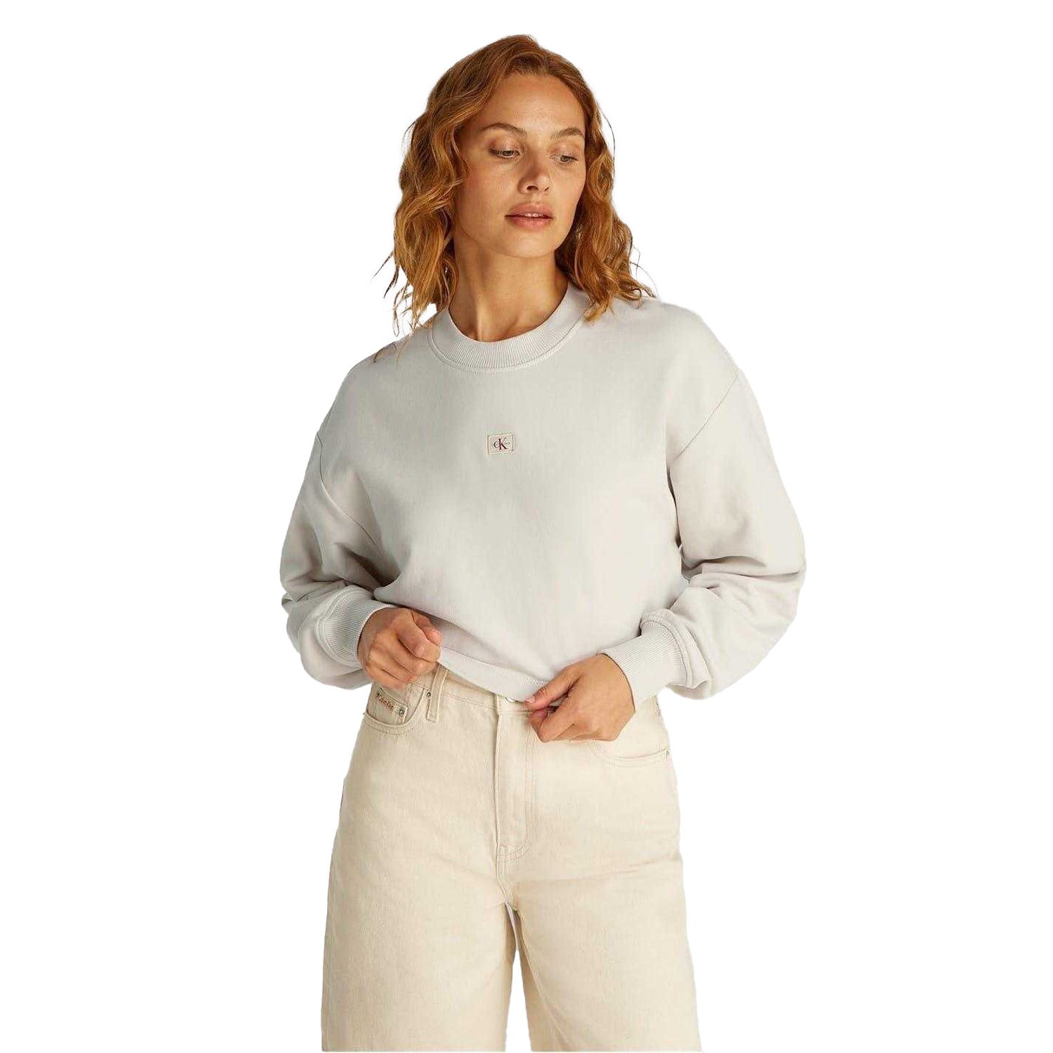 Chalk - Side - Calvin Klein Womens-Ladies Sweatshirt