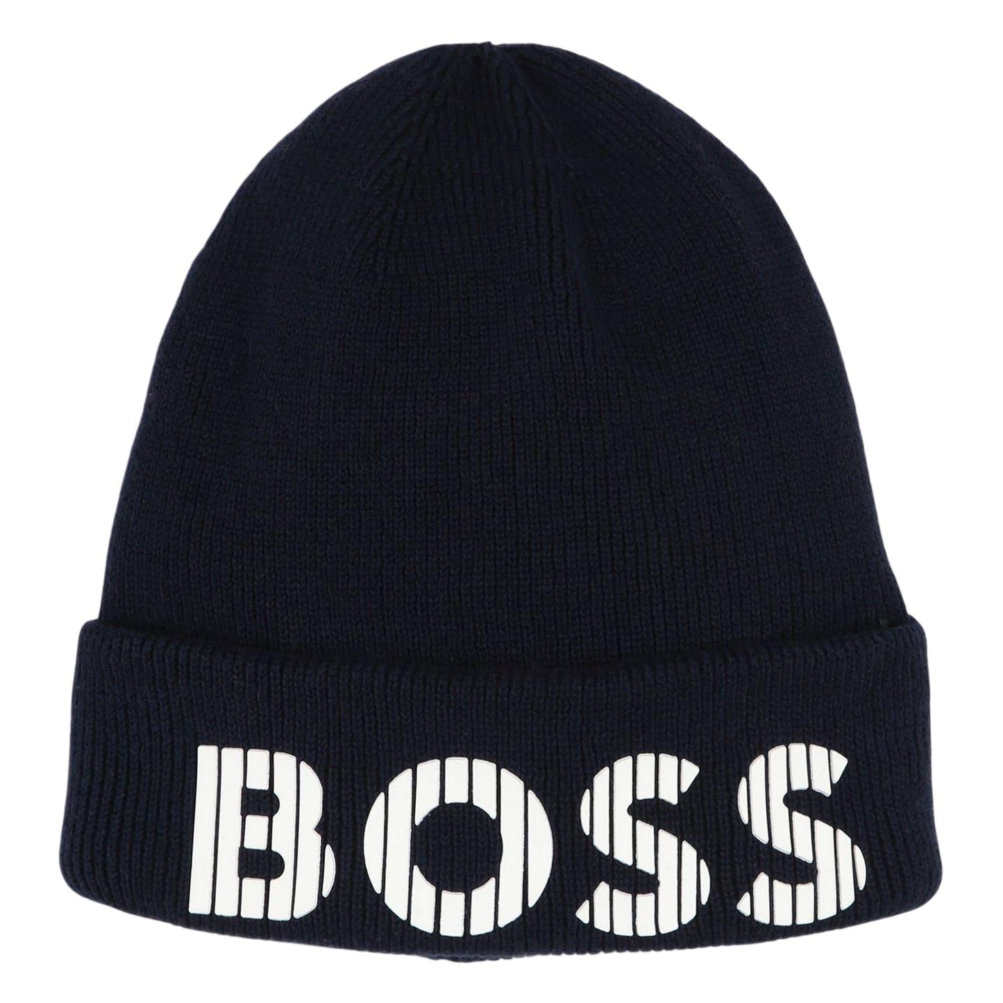 Navy - Front - Boss Childrens-Kids Lettering Beanie