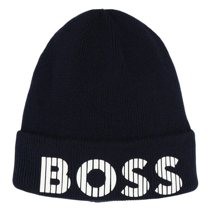 Navy - Front - Boss Childrens-Kids Lettering Beanie
