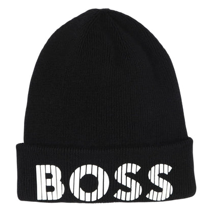 Black - Front - Boss Childrens-Kids Lettering Beanie