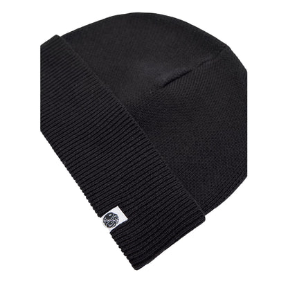 Black - Side - Pretty Green Mens Norbury Ribbed Winter Beanie
