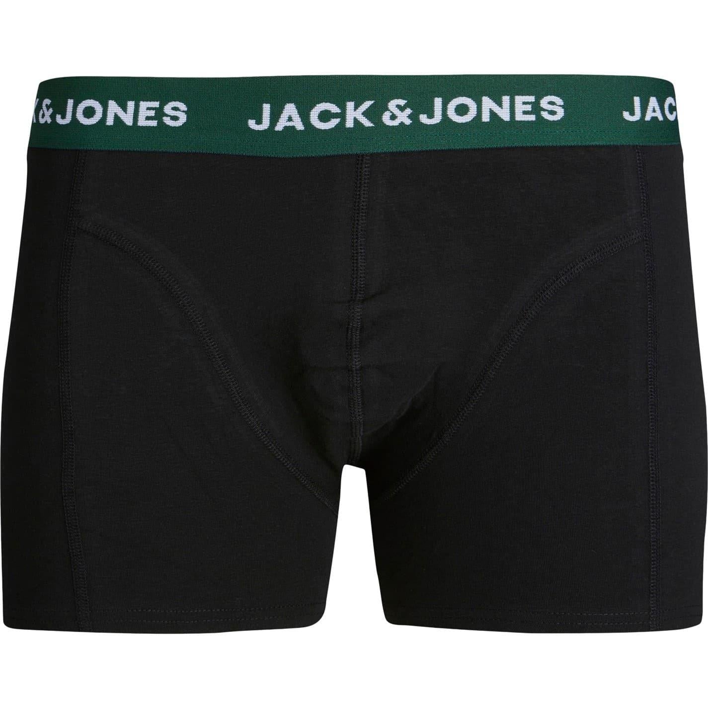 Dark Green - Side - Jack And Jones Boys Cotton Blend Boxer Shorts (Pack of 3)