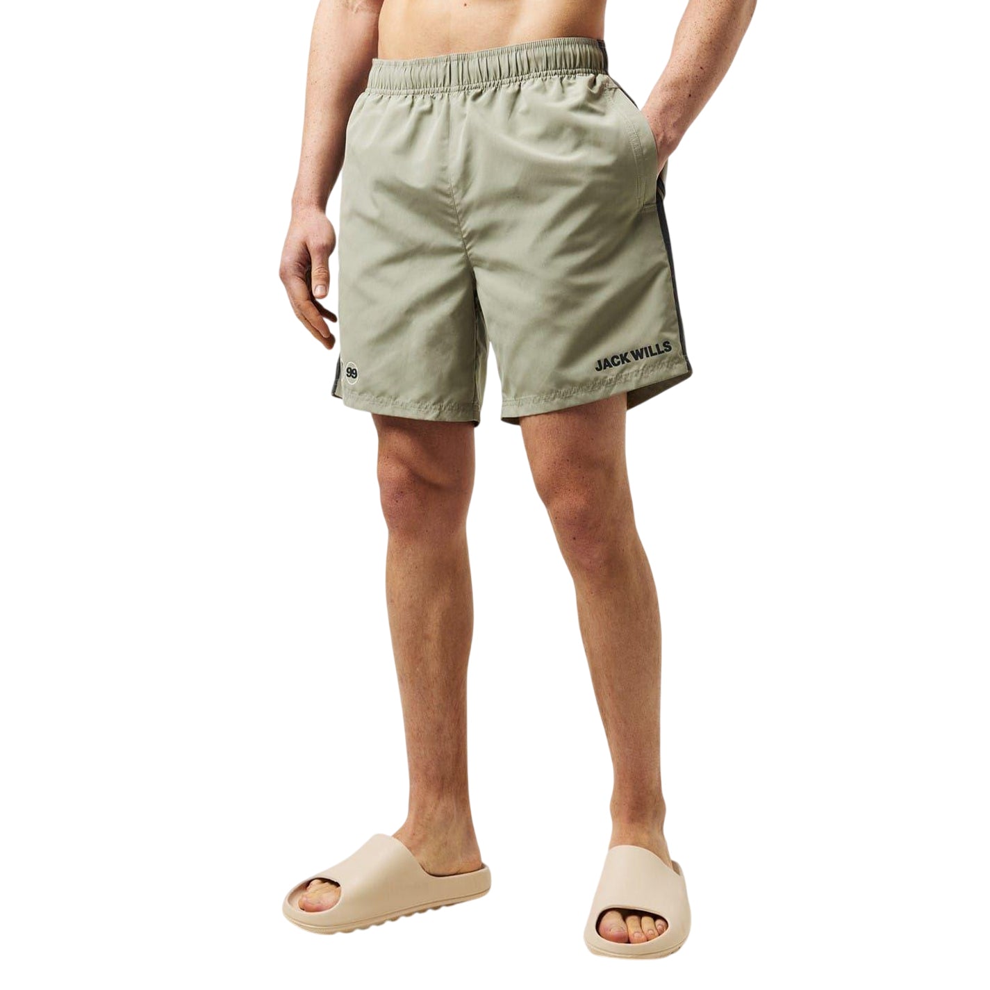 Silver Sage - Side - Jack Wills Mens Stripe Swim Shorts