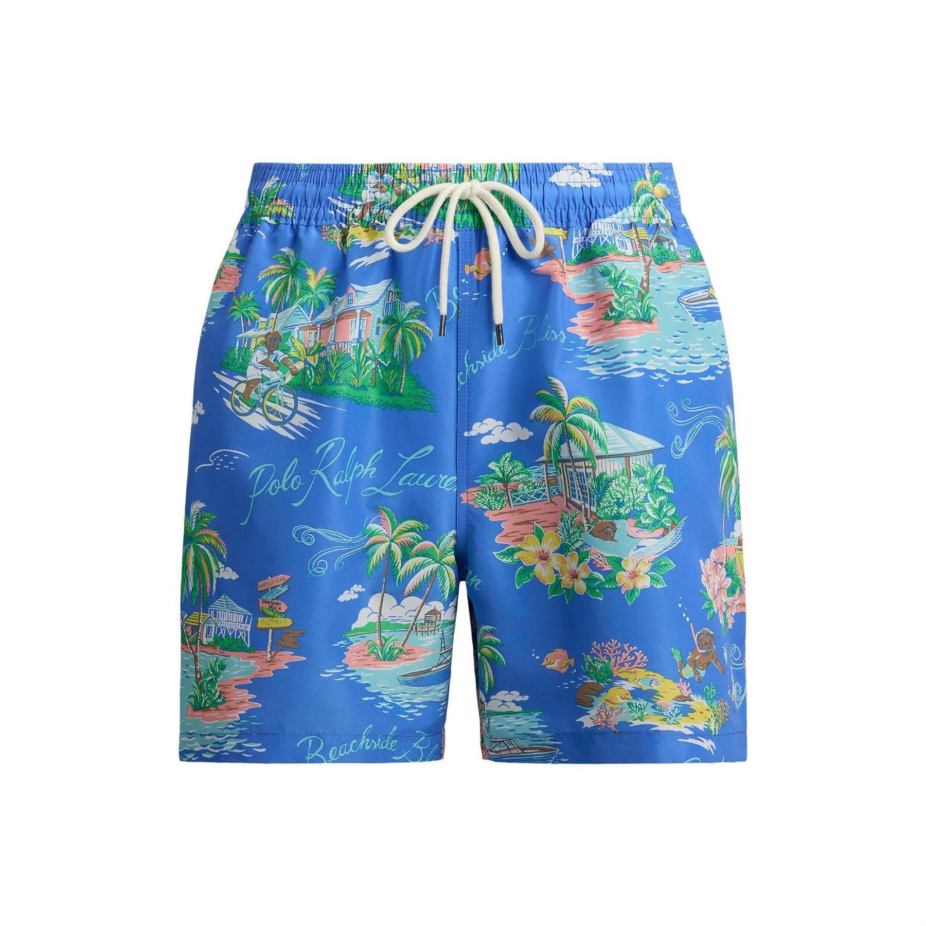 Blue - Front - Ralph Lauren Mens Bear Swim Shorts