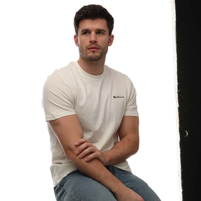 Ivory - Pack Shot - Ben Sherman Mens Script Logo T-Shirt
