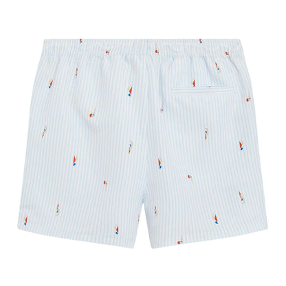 Blue - Back - Ted Baker Mens Sailboat Relaxed Fit Swim Shorts