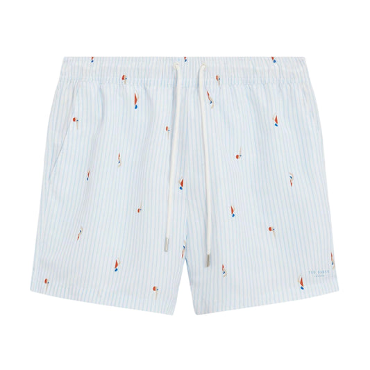 Blue - Front - Ted Baker Mens Sailboat Relaxed Fit Swim Shorts